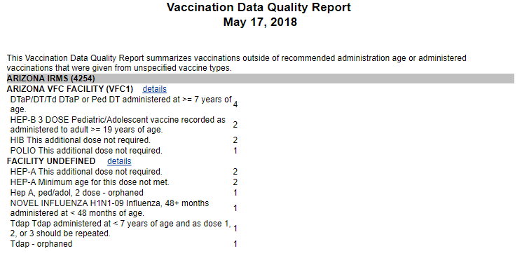 Example Vaccination Data Quality Report